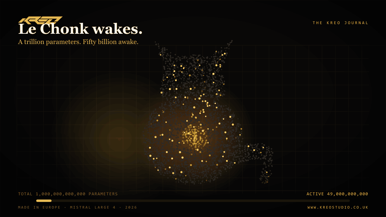 Animated poster: a large grey cat sits on a blueprint dusk. A scan sweeps across it, but only a thin gold slice ever lights, then settles as a small ember at the chest. The rest of the animal stays dark.