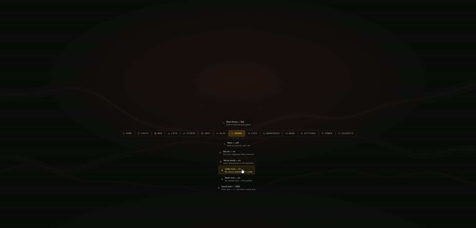 KREO Desktop — venue and command palette